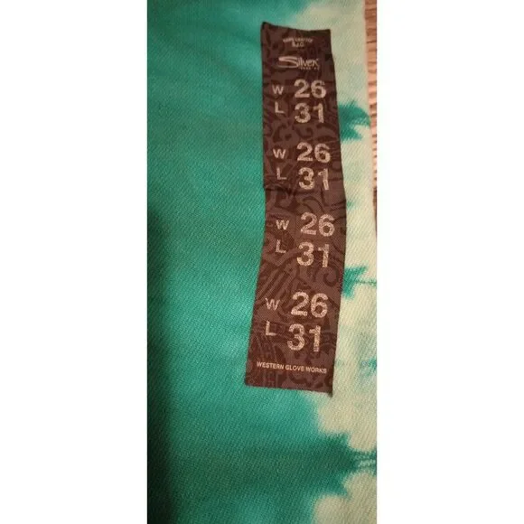 Silver Women's Size W26 / L31 Green Tie-Dye Skinny Camden Jeans -NWT - Picture 10 of 10